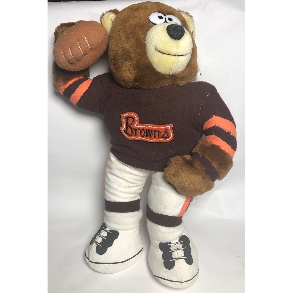 Vintage 1991 NFL Cleveland Browns Good Stuff Plush Bear Mascot 14.5" STAINED